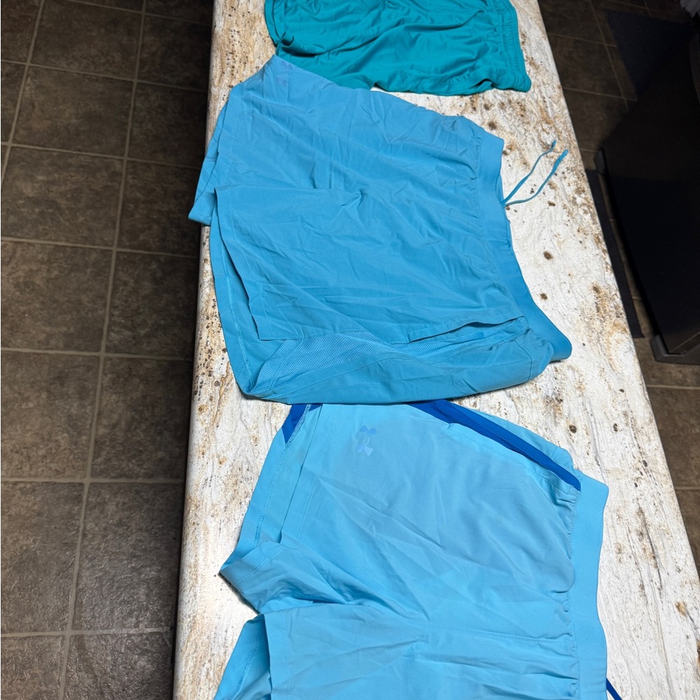 3 XL Set of Blue and Green Athletic Shorts